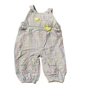 Le Top Vintage frog froggie overalls 12 months mos M checkers